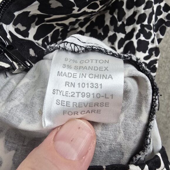 Black & White Leopard Print Womens Crop Top Medium Cotton Blend Zipper Back - Picture 6 of 8